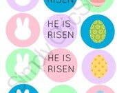INSTANT DOWNLOAD, Easter Party Printables- He IS Risen, Paper Straw flags, Printables,Die Cuts, tags, Invitations, Cards, Digital Frames Il_170x135