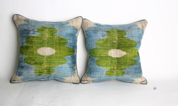 YUNER silk velvet, Ikat pillow cover-(2 pieces )  ,decorative  corduroy pillowcase double pillows -15,2x14,8 inc