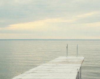 Lake Photograph, Gray Wall Art, Lake House Decor, Coastal Photography, Oversized Print, Cottage Artwork