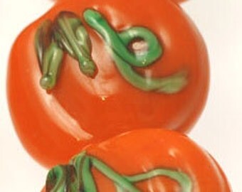 Handmade Lampwork Glass Lentil Beads -- Pumpkins (14)
