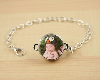Custom Photo Bracelet, Personalized Keepsake Photo Jewelry, Customized Pendant