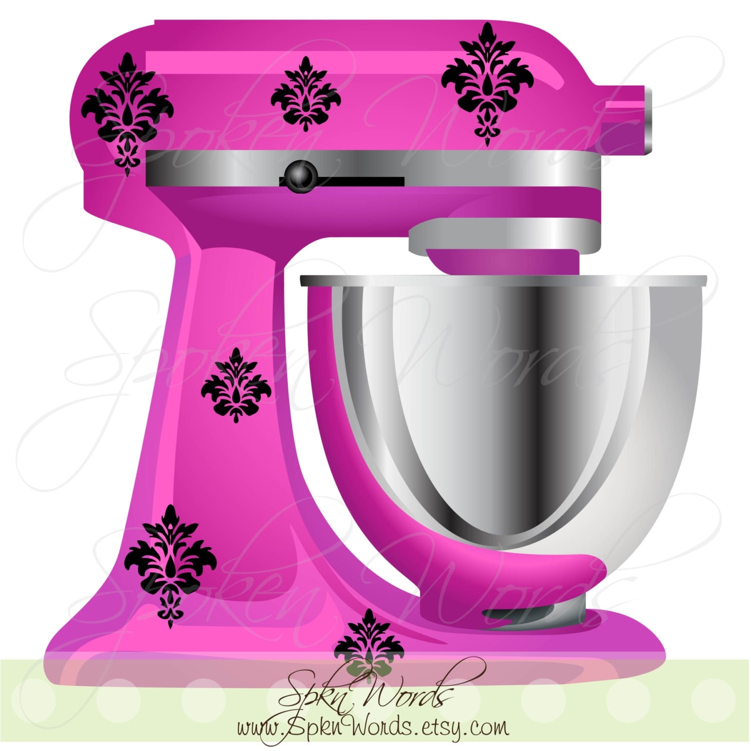 Kitchenaid Mixer Damask Decals Decoration...Vinyl Decal for