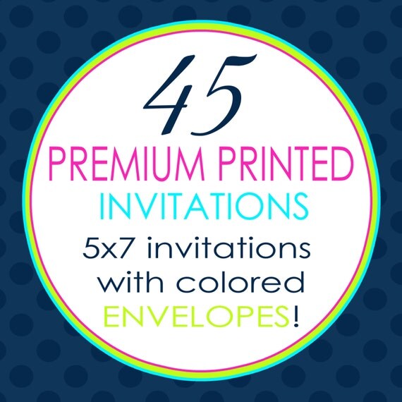 45 Printed Invitations & FREE colored envelopes # 802 Il_570xn