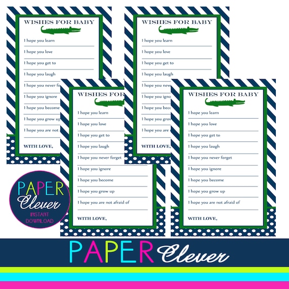 Well wishes for baby, alligator, green, navy blue - instant download, printable (#4803G) Il_570xn