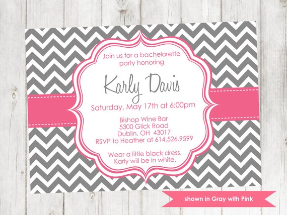 Printable Bachelorette Invitation - Chevron Bachelorette Party Invite - Colors and Text Customizable Il_570xn