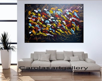 Colorful abstract painting original painting Acrylic Painting by Carola 36" x 24"