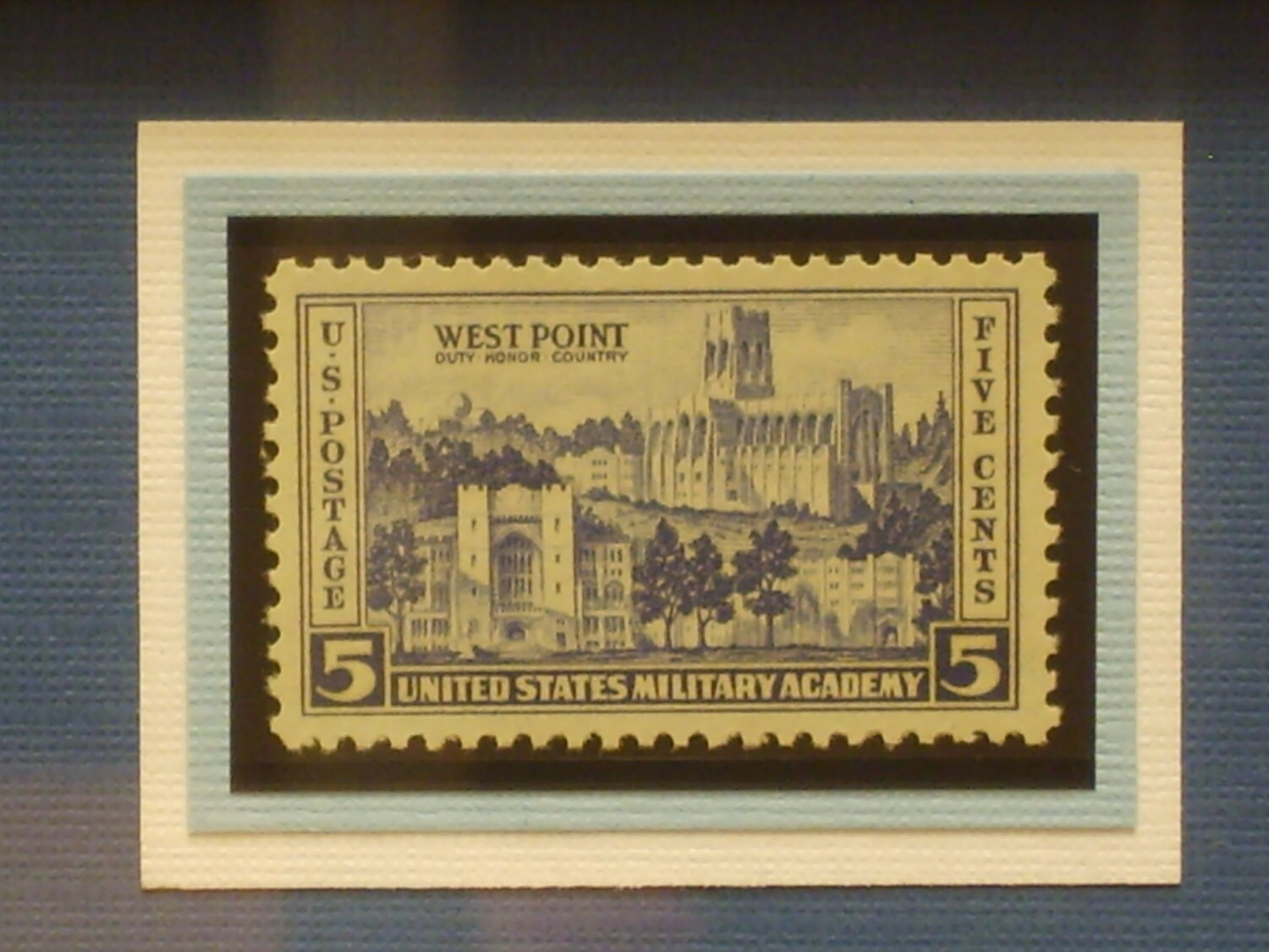 US Military Academy Vintage Framed West Point Postage Stamp