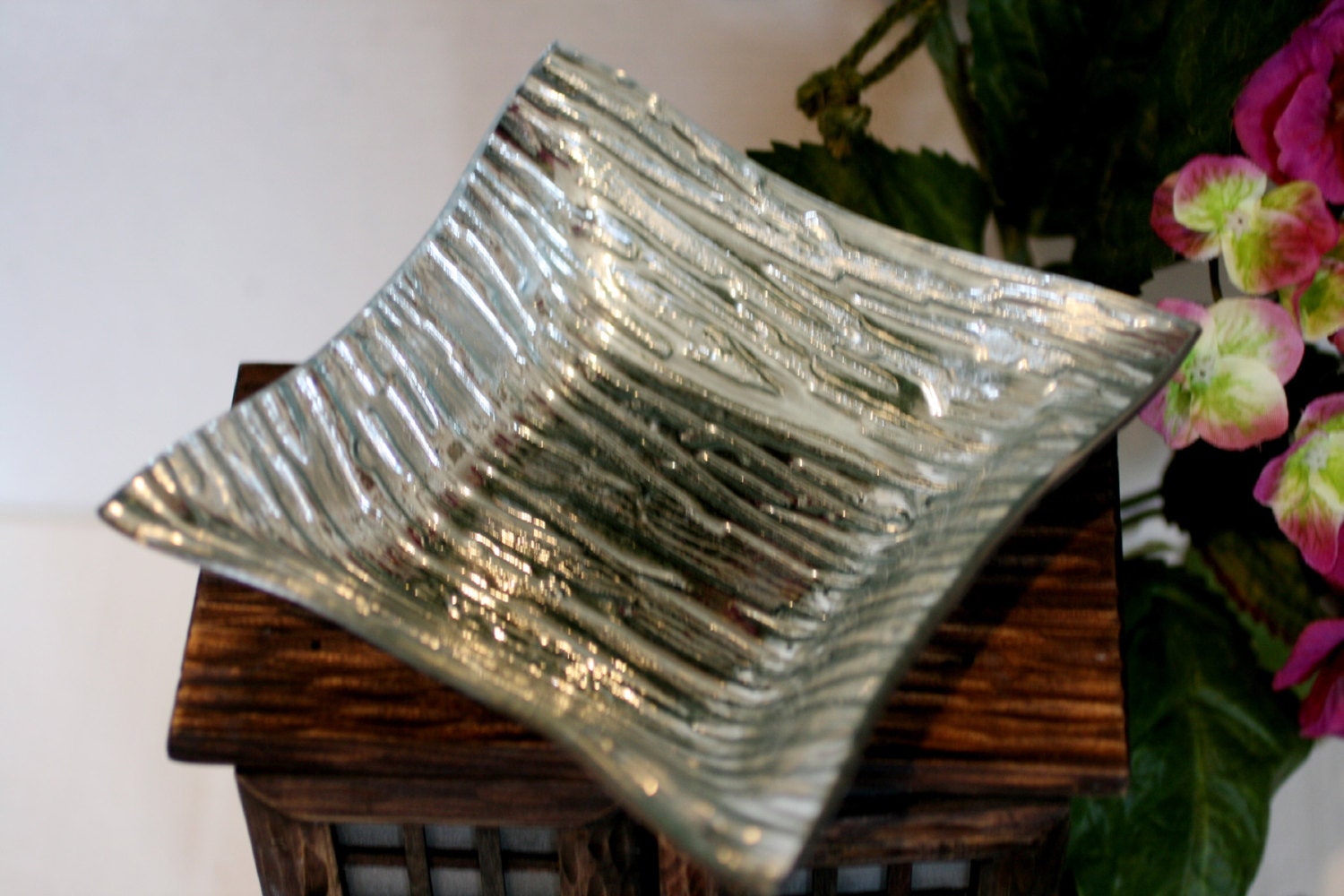silver and glass tray
