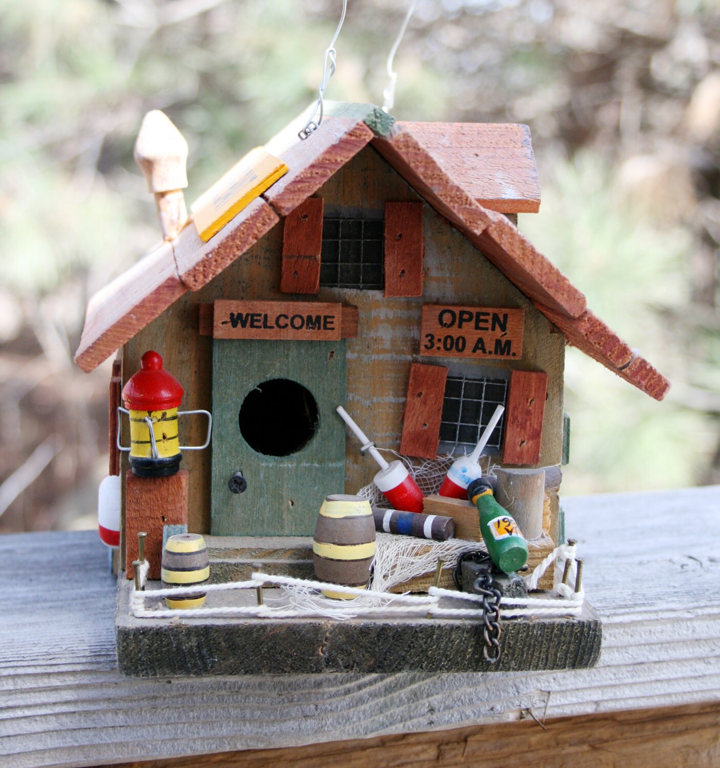 Detailed Fisherman's Bird House One Of A Kind Bird House