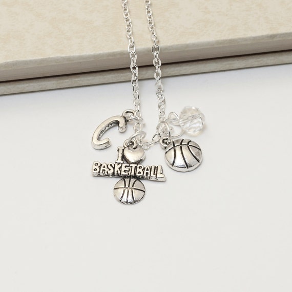 Personalized Basketball Lover Necklace with Your Initial and