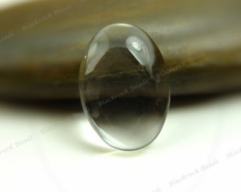 10 Clear Glass Cabochons 13x18mm - Flat Back Oval Cabs - BT4