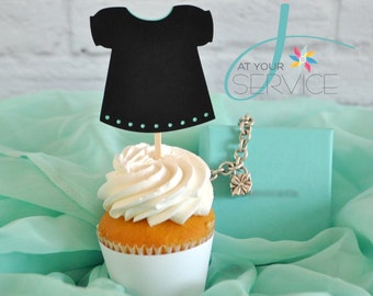 Tiffany Inspired Little Black Dress Cupcake Toppers ...