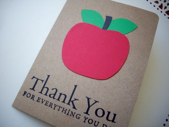 apple thank you card teacher thank you card back to school