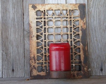 Cast Iron Vent Grate Candle Holder Old Rusty