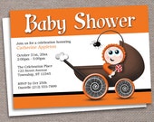 Halloween Baby Shower Invitations - Printed or Printable - Orange Halloween Baby Carriage Il_170x135