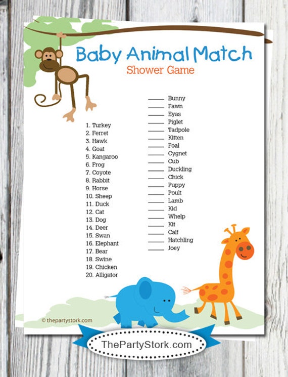 baby animal matching game printable with answers