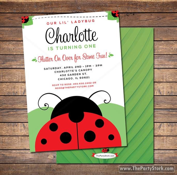 Ladybug Invitation / Printable Red Ladybug Invite / 1st