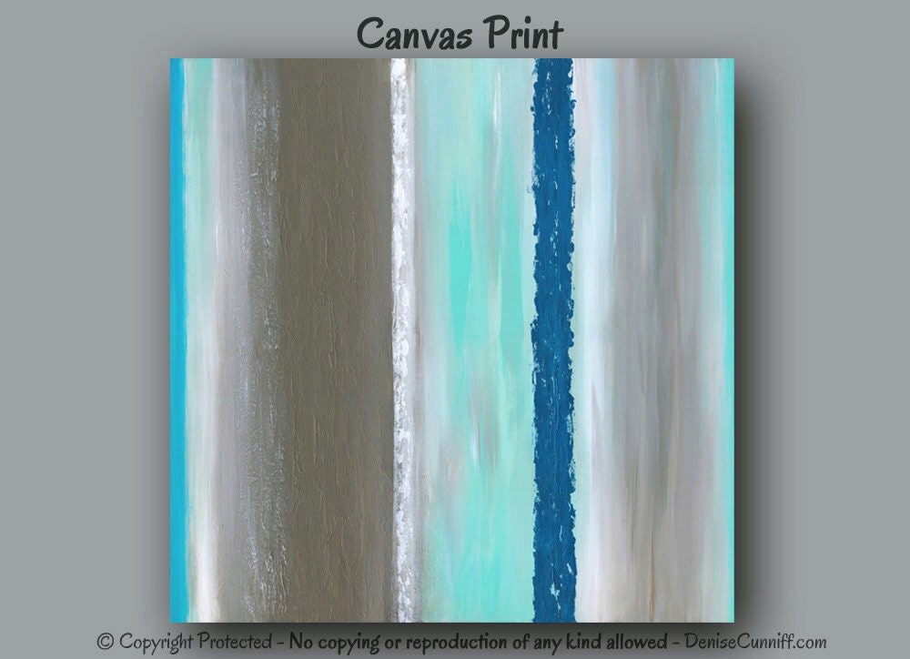 Teal & taupe abstract canvas art print Teal green or teal