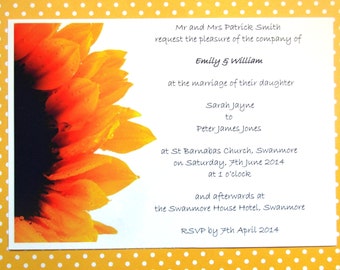 DIY Printable A6 Sunflower Wedding / Party Invitation Template ...