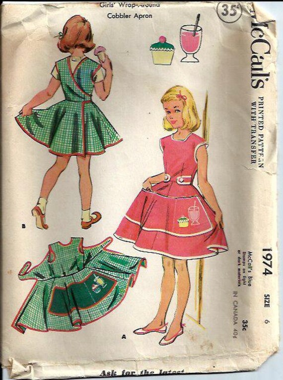 VTG 1950's Girls Wrap Around Cobbler Apron by DawnsDesignBoutique