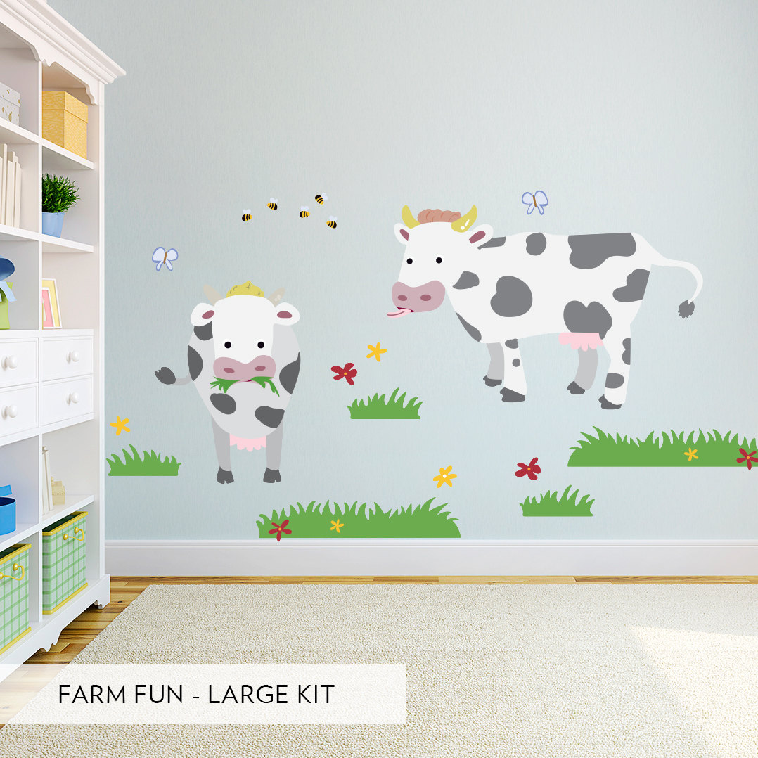 Farm Fun Printed Wall Decal Large Kit Farm Animal Decal Cow