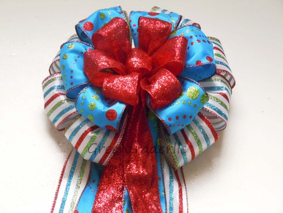 items similar to red green blue christmas tree topper bow items similar to red green blue christmas tree topper bow