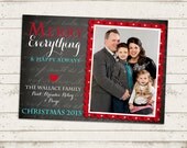 Christmas Photo Card - 5x7 printable download - Merry Everything & Happy Always, Vintage Inspired, Chalkboard, Custom Designs Il_170x135
