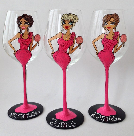 Items Similar To Set Of 3 Personalized Hand Painted Wine Glasses On Etsy