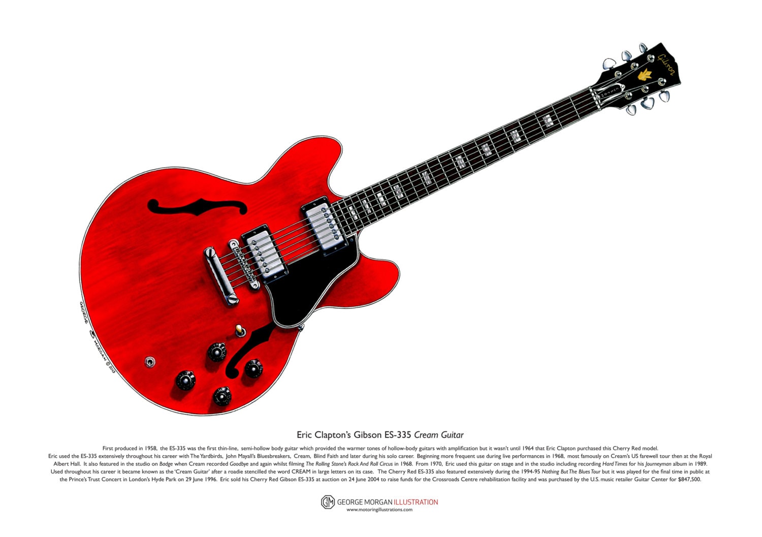 Eric Claptons Gibson ES-335 Cream Guitar ART POSTER A3 size