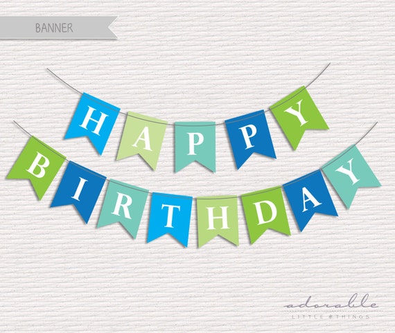 Artículos similares a DIY Happy Birthday Banner for boys. Printable ...