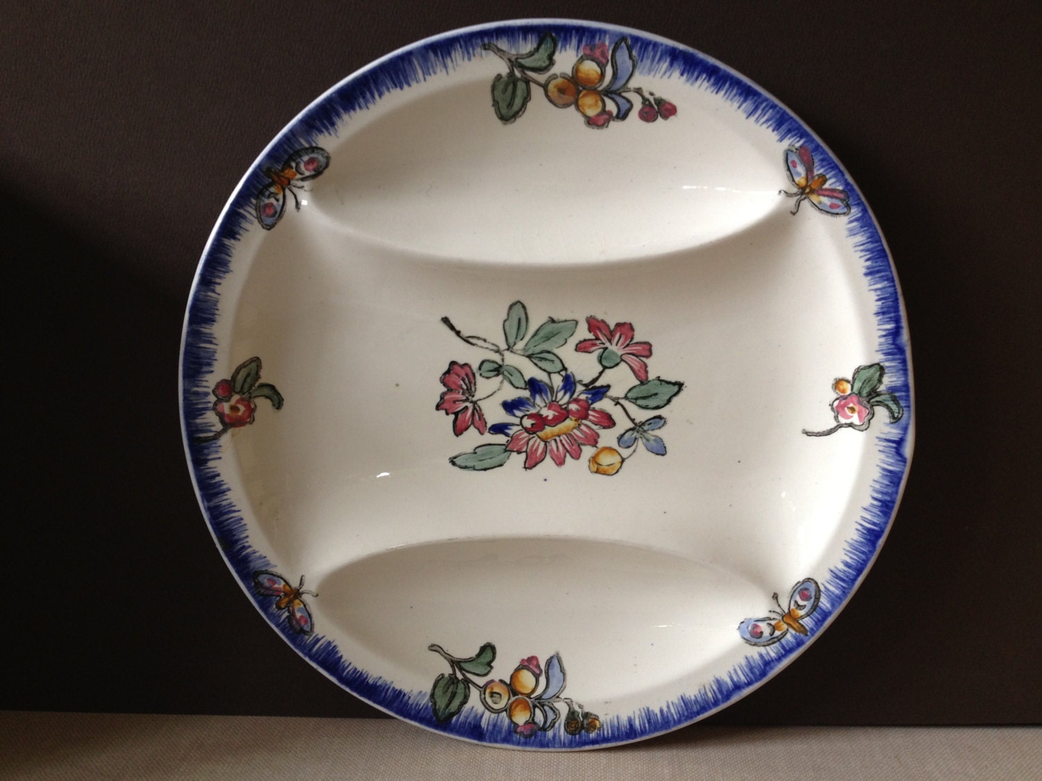 Vintage France // Longwy Porcelain Handpainted Floral Dinner