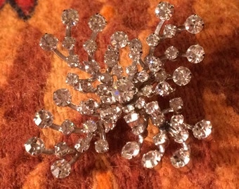 Sale - Vintage Rhinestone Snowflake Brooch