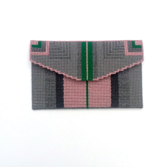 Needlepoint patterned clutch by duderelax on Etsy