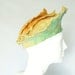 Womans Yellow Felt Beret - Felted Flower Hat with Ruffles - Spring Greens Crown