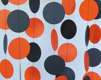 Halloween Garland, Orange and Black Paper Garland, Halloween Decoration, Orange & Black Graduation Party Decor, 10 ft. long