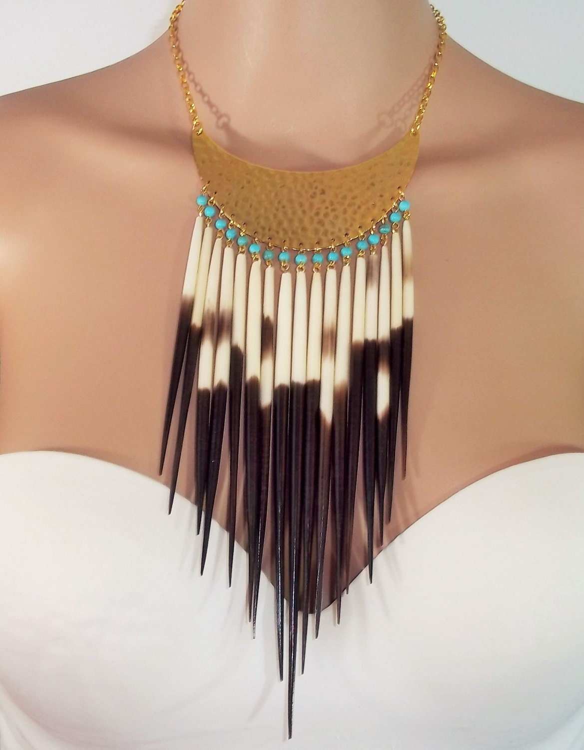 Porcupine Quill Necklace Taxidermy Tribal by AlluringYouJewelry