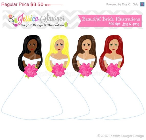 50% OFF - CLEARANCE, bride clipart, bride illustraton, wedding clipart, for commercial use, invitations, announcements Il_570xn