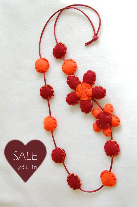 Felt necklace, tangerine,woman gift,jewelry, orange, statement ...