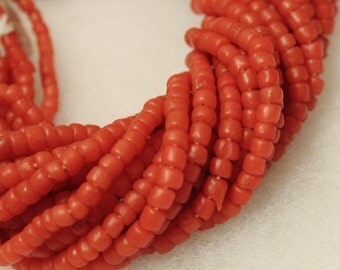 Small Red Indonesian Seed Beads , Modern Indo-Pacific Beads, Red Seed Beads (F36)