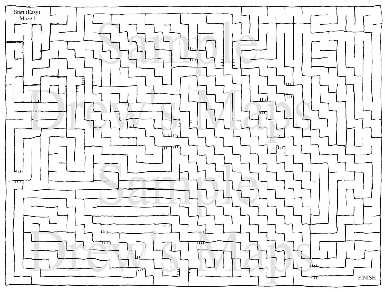 Easy Maze Pack 5 Hand-drawn Mazes