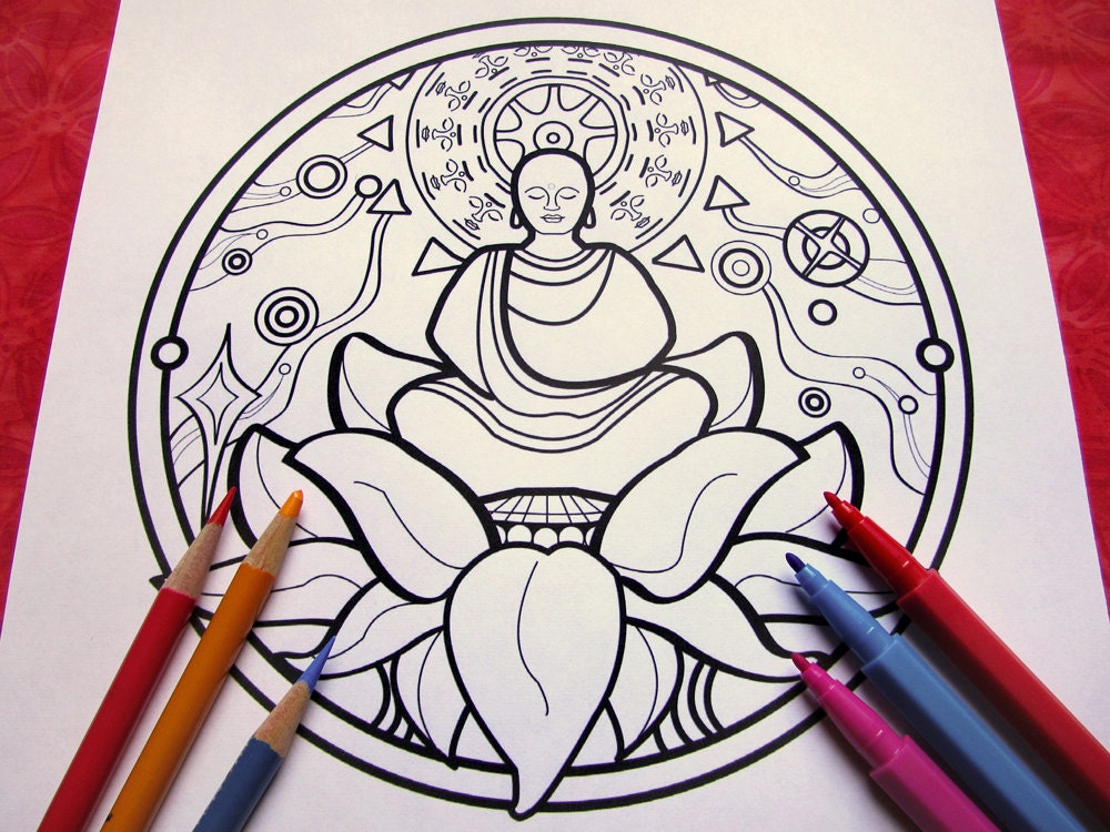 Peace Buddha Mandala Coloring Page single page to print and