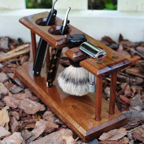 Shaving Stand for 2 Straight Razors DE Razor and Badger