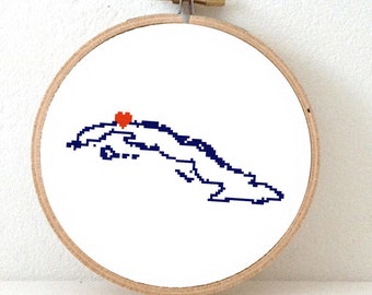 CUBA map embroidery pattern. Cuban art. Old Havana heart. Carribean map. Carribea art. Carribean wedding gift. Latino wedding gift