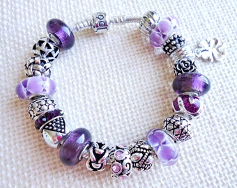 Authentic Pandora Bracelet W/receipt Gift box and European beads and ...