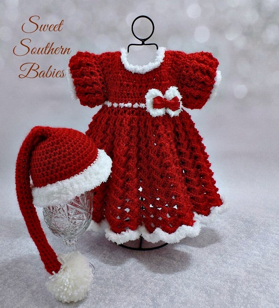 Baby Girls Red & White Christmas Dress by SweetSouthernBabies