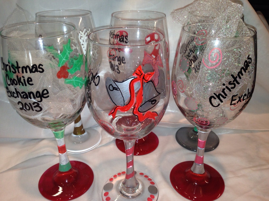 Christmas Wine Glasses Custom Made Hand Painted