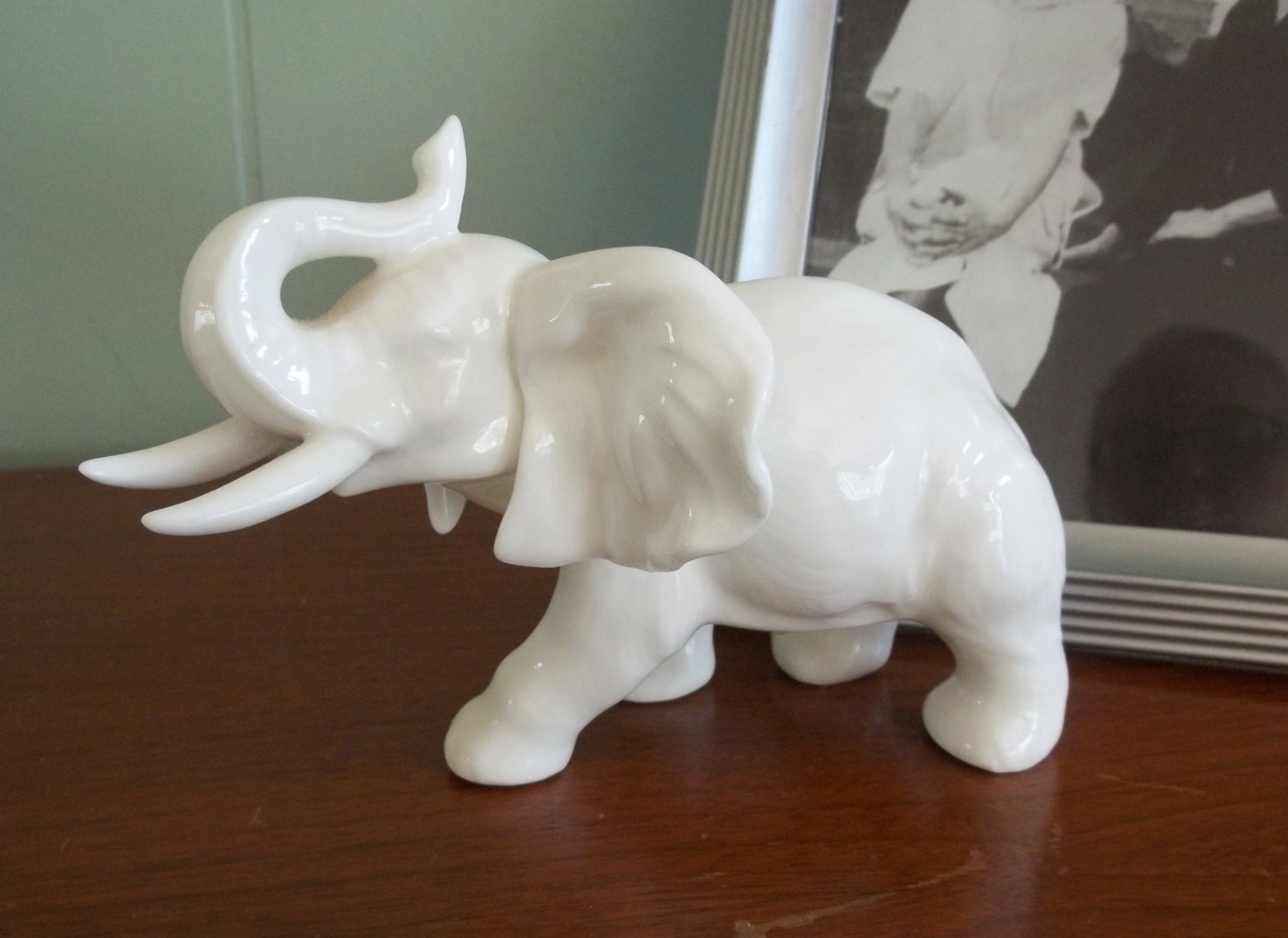 white stone elephant figurine