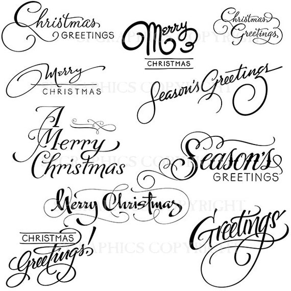 Items similar to Christmas Greetings - WordArt – for scrapbooking ...