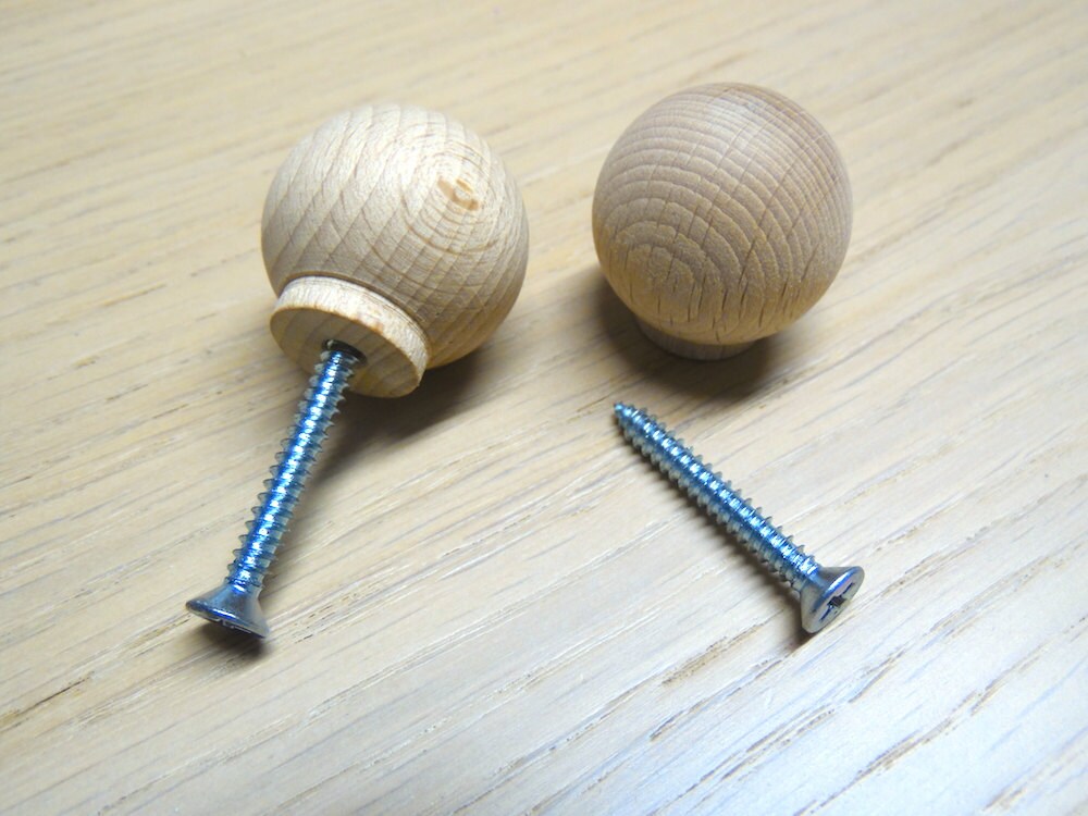 6x Unfinished Wood Knob / Wooden Dresser Handle / Drawer Knob