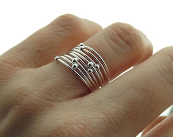 Choose Your Orbit Ring, Spinner Rings, Stacking Rings, Modern Sterling Spinner Ring, Thin Ring, Beaded Ring, Whisper Rings, Delicate Rings